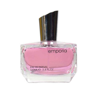 Fragrance World Emporia EDP 100 ml — produto e embalagem; composição completa; sobre fundo branco