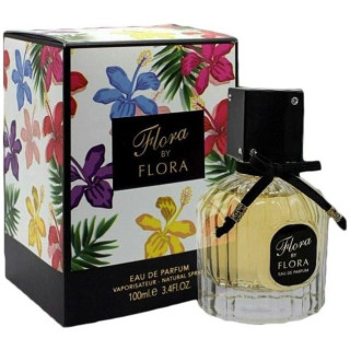 Fragrance World Flora by Flora EDP 100 ml — toode ja pakend; väga lähivõte; valgel taustal; kõige laiem kadreering