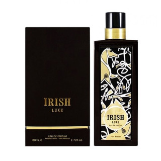 Fragrance World Irish Luxe EDP 80 ml — toode ja pakend; lähivaade; valgel taustal