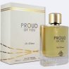 Fragrance World Proud of You for Her EDP 100 ml — Produkt und Verpackung; vollständige Komposition; auf weißem Hintergrund