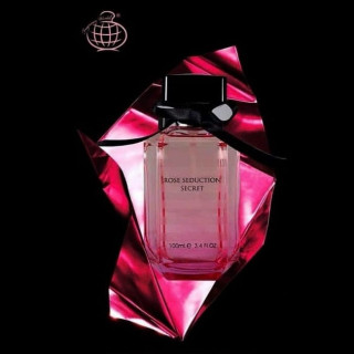 Fragrance World Rose Seduction Secret EDP 100 ml — изображение товара; крупный план; на тёмном фоне