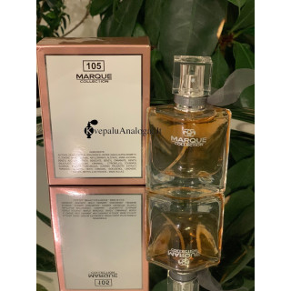 Fragrance World Marque 105 25 ml — toode stiliseeritud keskkonnas; väga lähivõte; toote infograafika
