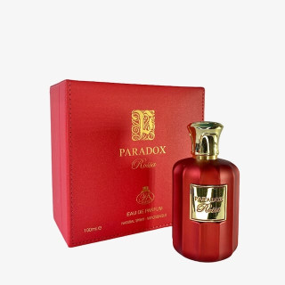 Fragrance World Paradox Rossa EDP 100 ml — produkt a balení; detail; na bílém pozadí; nejširší záběr