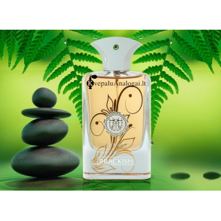 Fragrance World Abraaj Brackish EDP 100 ml — produs într-o compoziție stilizată; prim-plan foarte apropiat; pe fundal alb