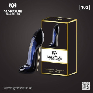Fragrance World Marque 102 25 ml — упаковка товара; крупный план; на тёмном фоне
