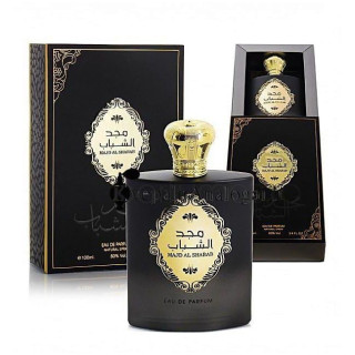 Lattafa Perfume Majd Al Shabab EDP 100 ml — produto e embalagem; grande plano; sobre fundo branco