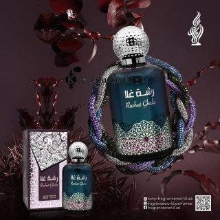 Fragrance World Rashat Ghala EDP 100 ml — produkto vaizdas; stambus planas; tamsiame fone