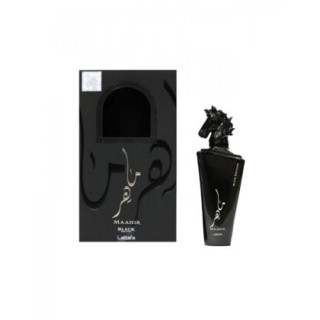 Lattafa Perfume MAAHIR Black EDP 100 ml — изображение товара; полная композиция; на белом фоне
