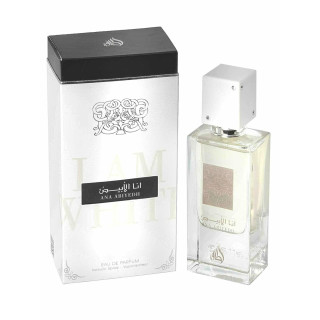 Lattafa Perfume Ana Abiyedh EDP 60 ml — товар и упаковка; полная композиция; на белом фоне