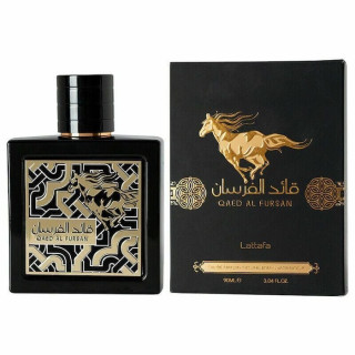 Lattafa Perfume Qaed Al Fursan EDP 90 ml — изображение товара; очень крупный план; на белом фоне