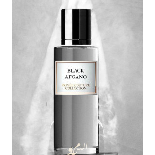 Lattafa Perfume Black Afgano 30 ml — pohled na produkt; velmi detailní záběr; na bílém pozadí