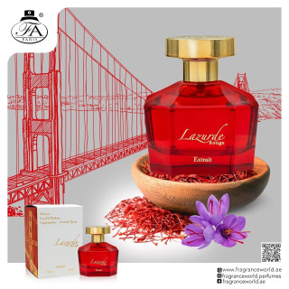 Fragrance World Lazurde Rouge extrait EDP 100 ml — toote vaade; väga lähivõte; valgel taustal; lähim kadreering