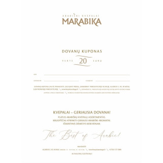 MARABIKA Cadeaubon van 20 € — product van voren; close-up; informatieve productafbeelding