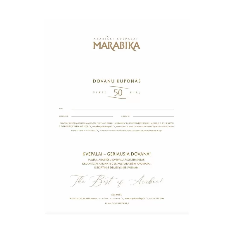 Vale-presente MARABIKA 50 EUR ➔  ➔ Cartões de presente ➔ 1