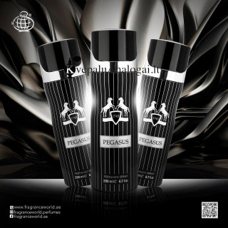 Fragrance World Marly Pegasus 200 ml — productweergave; zeer nabije close-up; op een donkere achtergrond