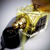 Vertus Paris Niche Perfume Sole Patchouli EDP 100 ml — товар и упаковка; очень крупный план; на тёмном фоне; самый близкий кадр