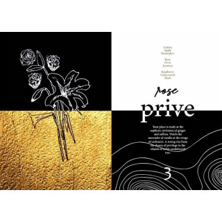 ROSE PRIVE EDP 100 ml — productweergave; zeer nabije close-up; op een witte achtergrond; ruimste kadrering