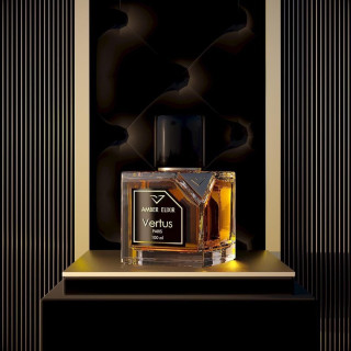 Vertus Paris Niche Perfume Amber Elixir EDP 100 ml — изображение товара; очень крупный план; на тёмном фоне