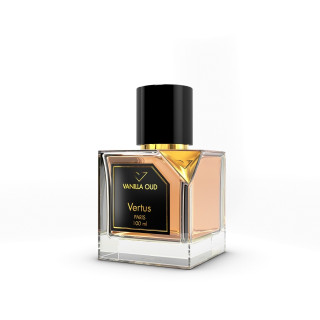 Vertus Paris Niche Perfume Vanilla Oud EDP 100 ml — prodotto visto frontalmente; composizione completa; su sfondo bianco