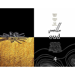Vanilla Oud EDP 100 ml — vista del prodotto; dettaglio molto ravvicinato; su sfondo bianco; inquadratura più larga