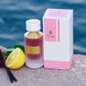 Paris Corner Vanilla and roses Emir EDP 100 ml — товар и упаковка; очень крупный план; с ингредиентами аромата