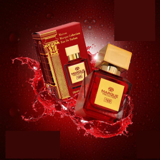 Fragrance World Marque 169 EDP 25 ml — товар и упаковка; полная композиция; на тёмном фоне
