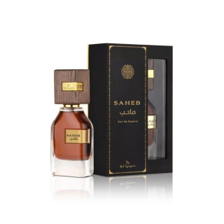 Lattafa Perfume Saheb EDP 70 ml — товар и упаковка; полная композиция; на белом фоне