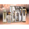 Lattafa Perfume Turab Al Dhahab — product en verpakking; zeer nabije close-up; op een witte achtergrond