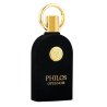 Lattafa Perfume PHILOS OPUS NOIR EDP 100 ml — изображение товара; крупный план; на белом фоне; самый широкий кадр