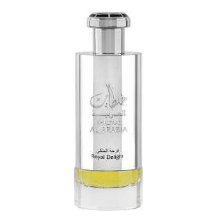 Lattafa Perfume Khaltaat Al Arabia Royal Delight EDP 100 ml — produktvisning; nærbilde; på hvit bakgrunn; videste utsnitt