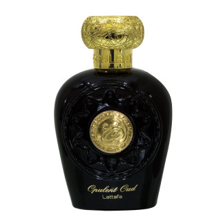 Lattafa Perfume Opulent Oud EDP 100 ml — toote vaade; lähivaade; valgel taustal; lähim kadreering
