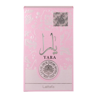 Lattafa Perfume Yara EDP 100 ml — изображение товара; крупный план; на белом фоне; самый близкий кадр