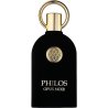 Lattafa Perfume PHILOS OPUS NOIR EDP 100 ml — изображение товара; крупный план; на белом фоне; средний план