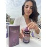 Fragrance World Celestia Viola EDP 100 ml — продукт в стилизирана композиция; много близък план; на бял фон