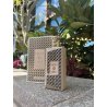 Lattafa Perfume Ajeeb EDP 100 ml — product in a styled setting; tight close-up; among greenery; closest framing
