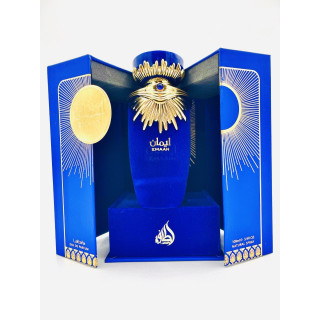 Lattafa Perfume Emaan EDP 100 ml — упаковка товара; крупный план; на белом фоне