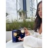 Lattafa Perfume Emaan EDP 100 ml — товар в стилизованной композиции; очень крупный план; на белом фоне; самый широкий кадр