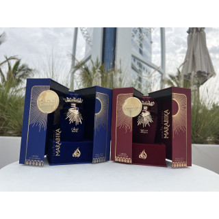 Lattafa Perfume Emaan EDP 100 ml — товар и упаковка; очень крупный план; информационная графика товара