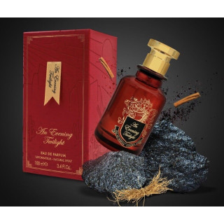 Fragrance World An Evening Twilight EDP 100 ml — товар и упаковка; очень крупный план; на белом фоне; самый близкий кадр