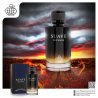 Fragrance World Suave Intense EDP 100 ml — produkt i en stiliseret opstilling; meget tæt nærbillede; udendørs