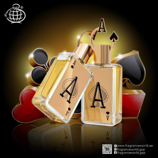 Fragrance World Ace EDP 80 ml — toote vaade; väga lähivõte; tumedal taustal; kõige laiem kadreering