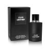 Fragrance World Cuir Leather EDP 100 ml — produkt a balení; detail; na bílém pozadí