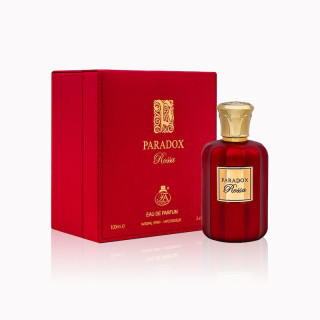 Fragrance World Paradox Rossa EDP 100 ml — produkt a balení; detail; na bílém pozadí; nejbližší záběr
