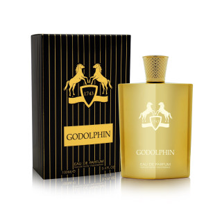 Fragrance World Godolphin EDP 100 ml — toote pakend; lähivaade; valgel taustal