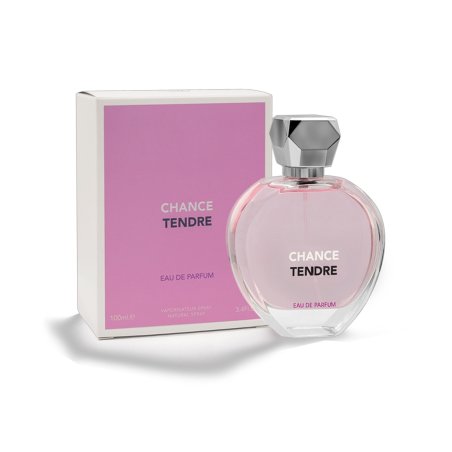 Fragrance World Chance Tendre EDP 100 ml — produit et emballage; composition complète; sur fond blanc