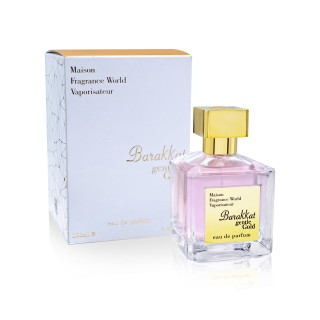 Fragrance World Barakkat Gentle Gold EDP 100 ml — товар и упаковка; полная композиция; на белом фоне; самый близкий кадр