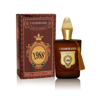 Fragrance World Casamorando 1988 EDP 100 ml — produs și ambalaj; prim-plan; pe fundal alb