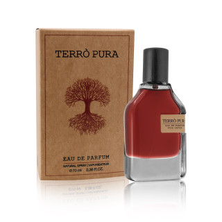 Fragrance World Terro Pura EDP 70 ml — product en verpakking; close-up; op een witte achtergrond; ruimste kadrering