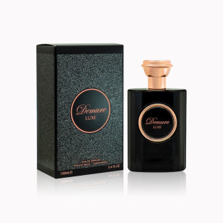 Fragrance World Demure Luxe EDP 100 ml — produkt i opakowanie; zbliżenie; na białym tle