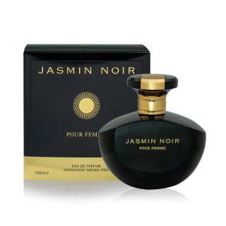 Fragrance World Jasmin Noir EDP 100 ml — изображение товара; крупный план; на белом фоне; самый широкий кадр